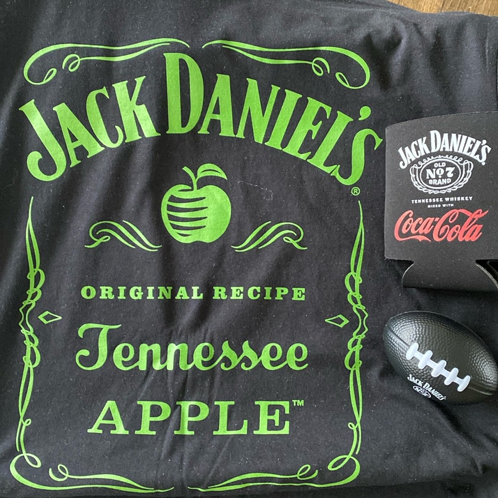 NEW Jack Daniel’s Whiskey Swag Lot - Tee Shirt Large - Koozie - Mini Football